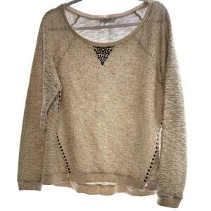Lucky Lotus By Lucky Brand NWT Women Cream w/ gold Studded Knit Pullover XL